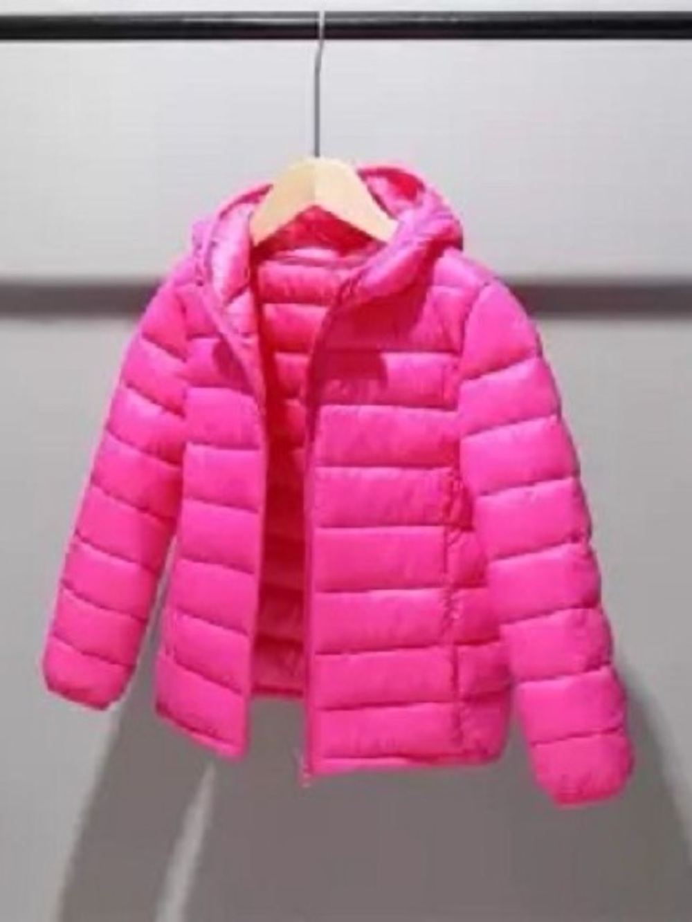 Bright Pink Puffer Jacket with Hood 8-9T